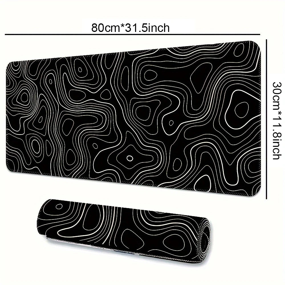 Tapis de Bureau XXL Étendu — Gaming & Setup Pro - Courbes topographiques
