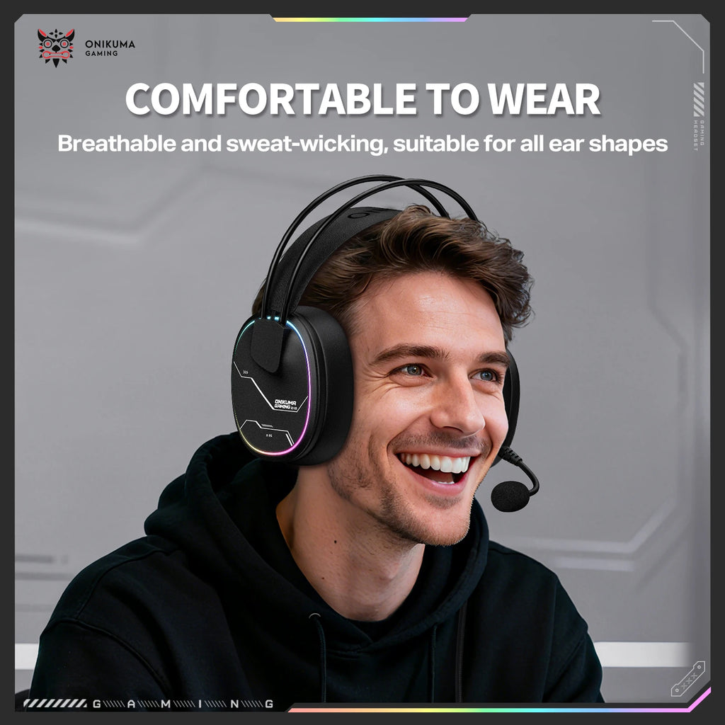 Casque Gaming ONIKUMA X91 – Son Surround Hi-Fi avec Carte Son USB, Confort Ergonomique PC & PS