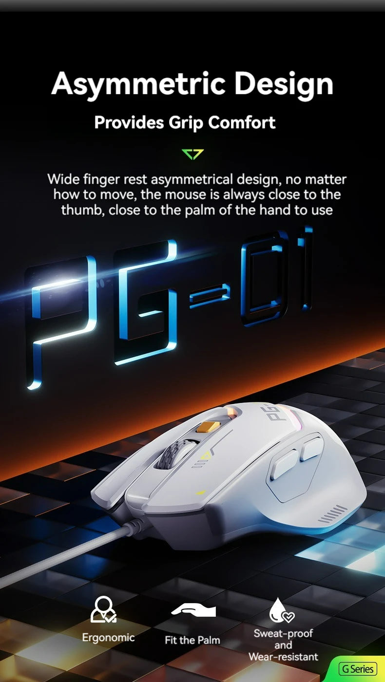 Souris Gaming Inphic PG1 – 12800 DPI, Macro & Précision Haute Fréquence