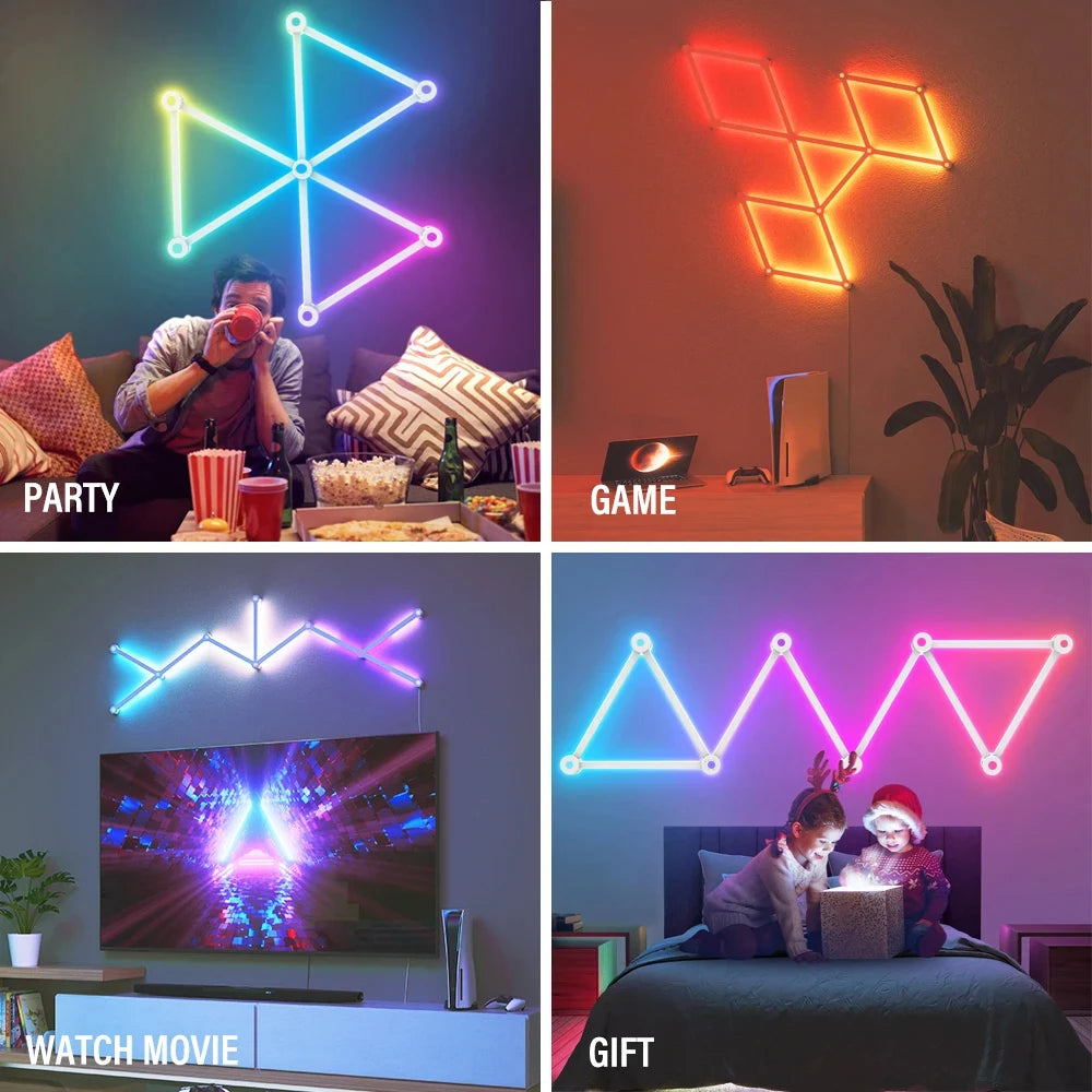 Appliques Murales LED RGBIC Connectées – Kit Modulaire WiFi & Contrôle Vocal