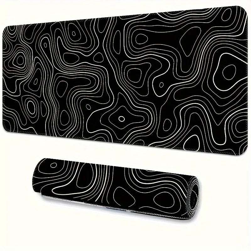 Tapis de Bureau XXL Étendu — Gaming & Setup Pro - Courbes topographiques