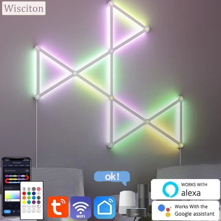 Appliques Murales LED RGBIC Connectées – Kit Modulaire WiFi & Contrôle Vocal