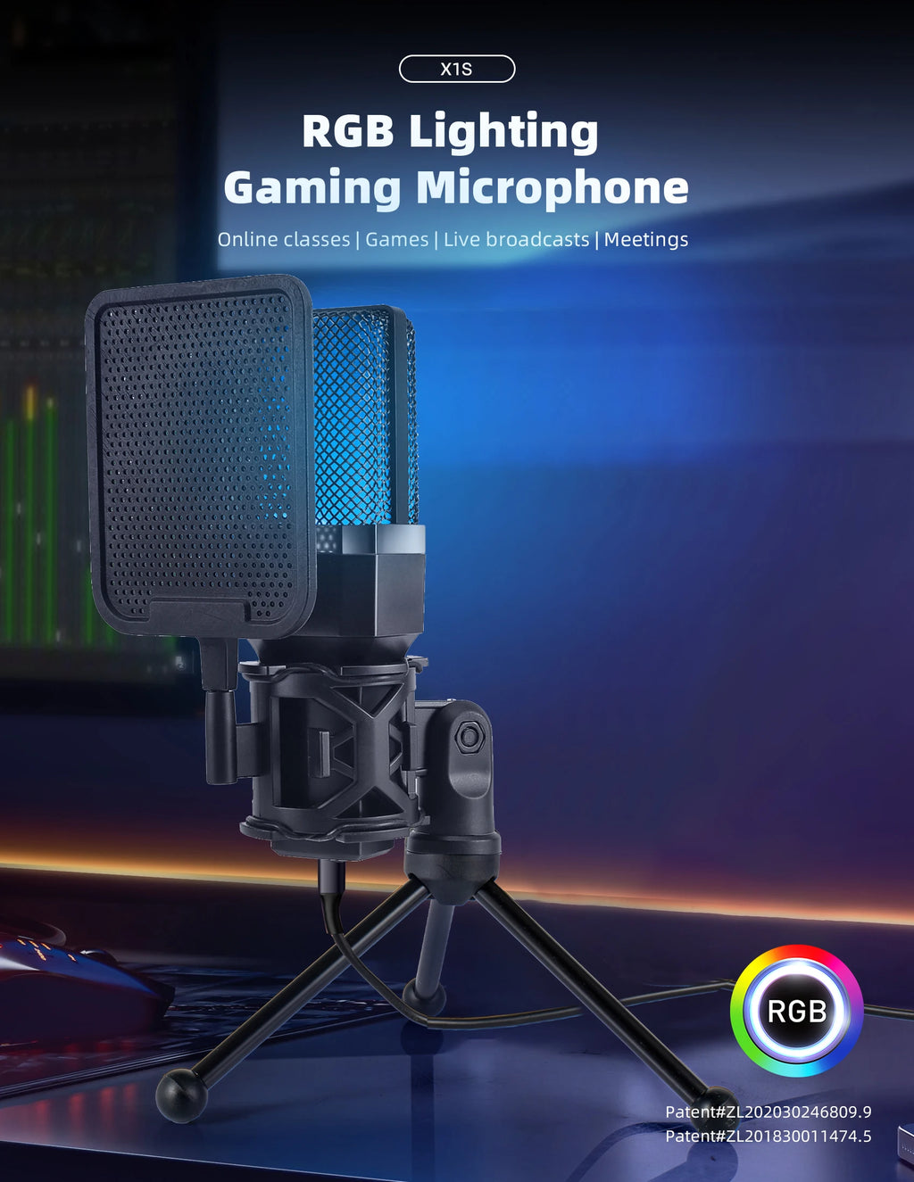Microphone Gaming Condensateur RGB — Studio & Streaming
