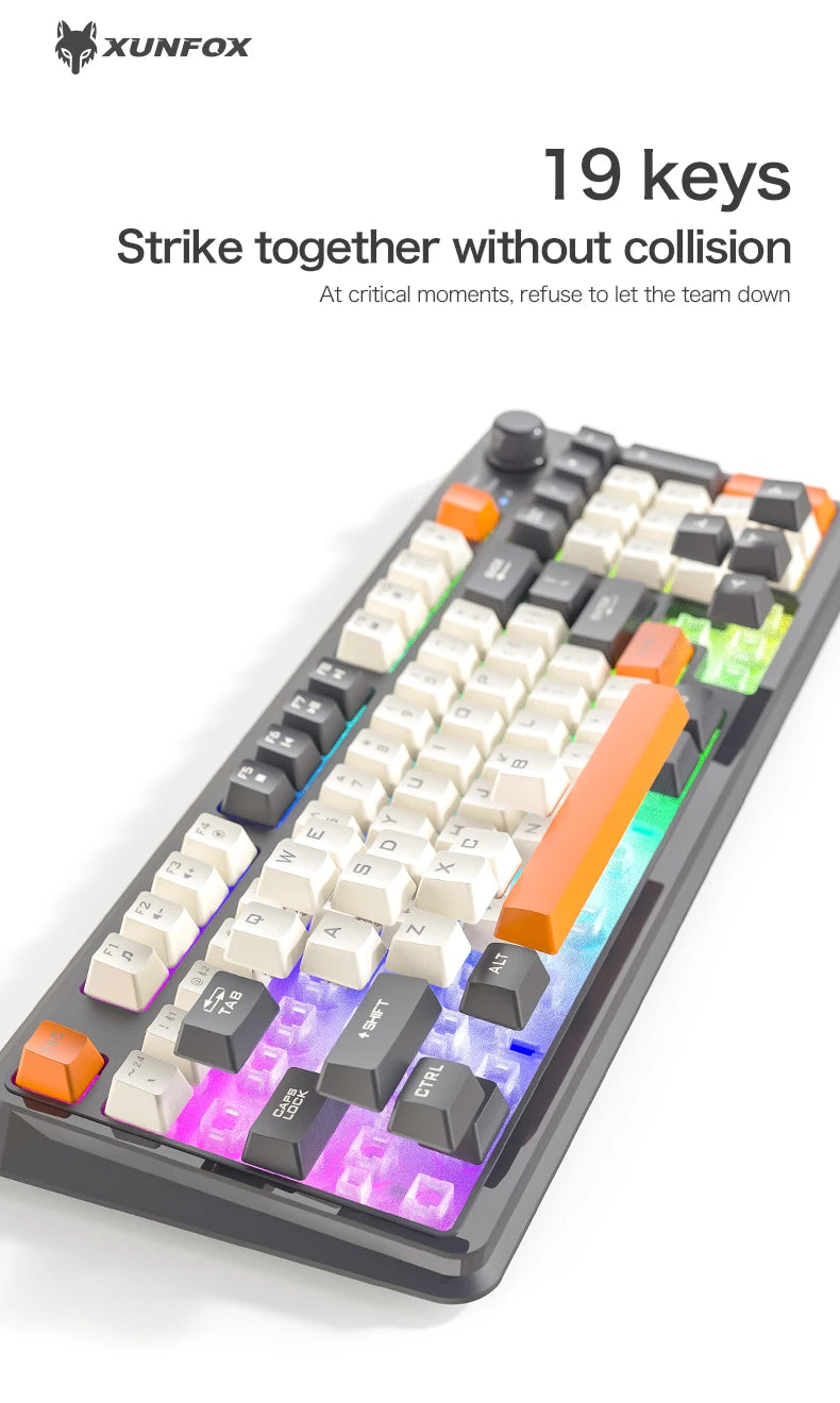 Clavier Gaming Sans Fil K94 – Double Connexion Bluetooth 5.0 & 2.4 GHz, Format Compact 95 Touches, Rétroéclairage LED Rainbow, Frappe Silencieuse & Design Épuré