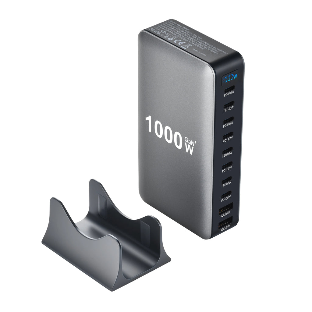 Station de Charge GaN 1000W – 10 Ports Haute Puissance