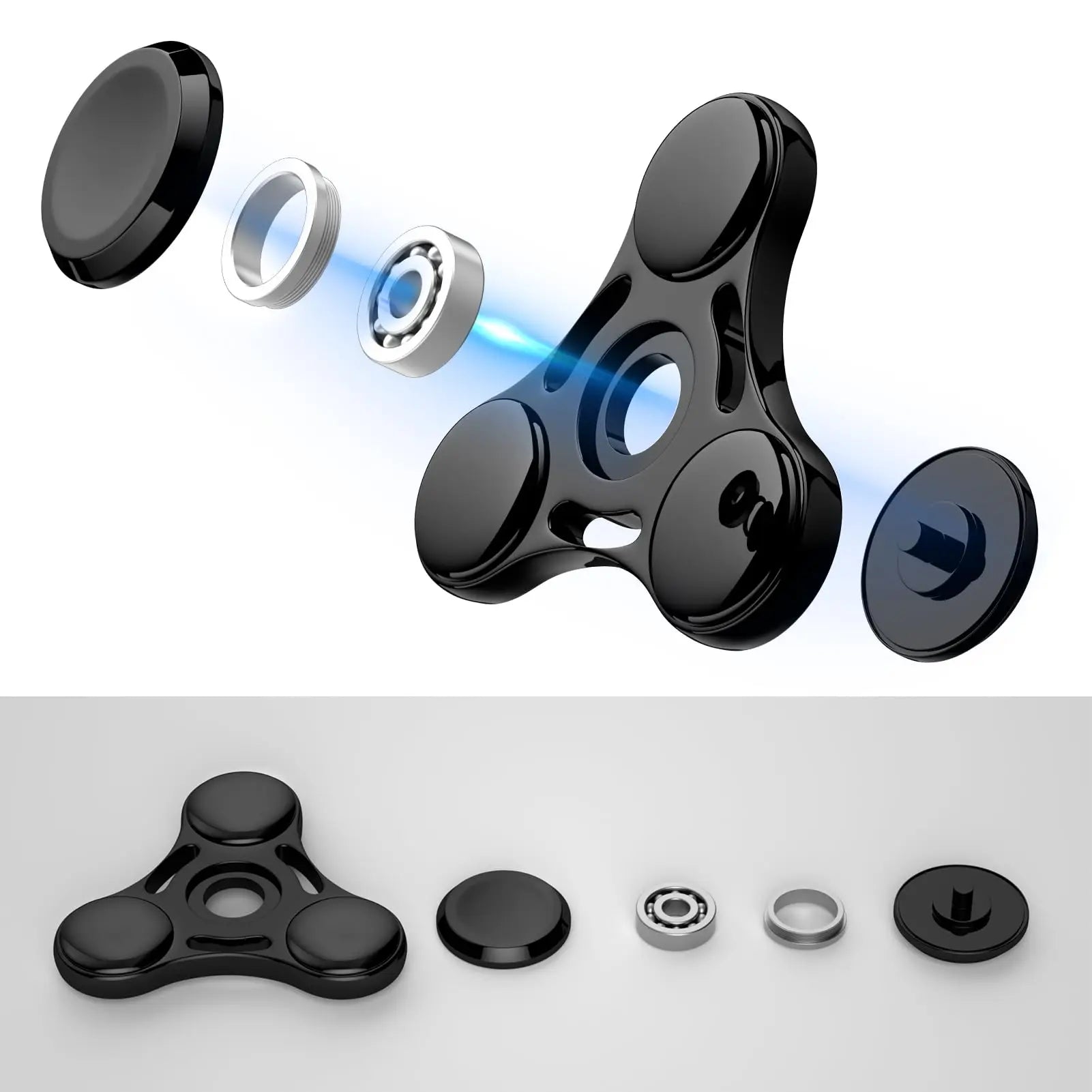Fidget Spinner UFO en Métal – Finition Arc-en-Ciel et Rotation Fluide