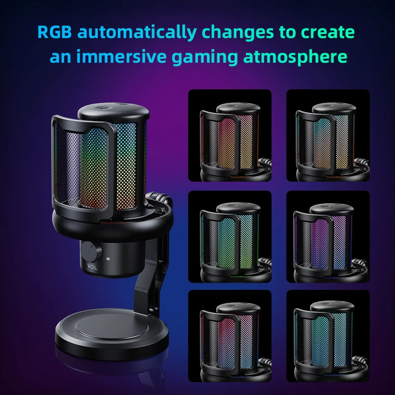 Microphone USB RGB — Streaming & Gaming