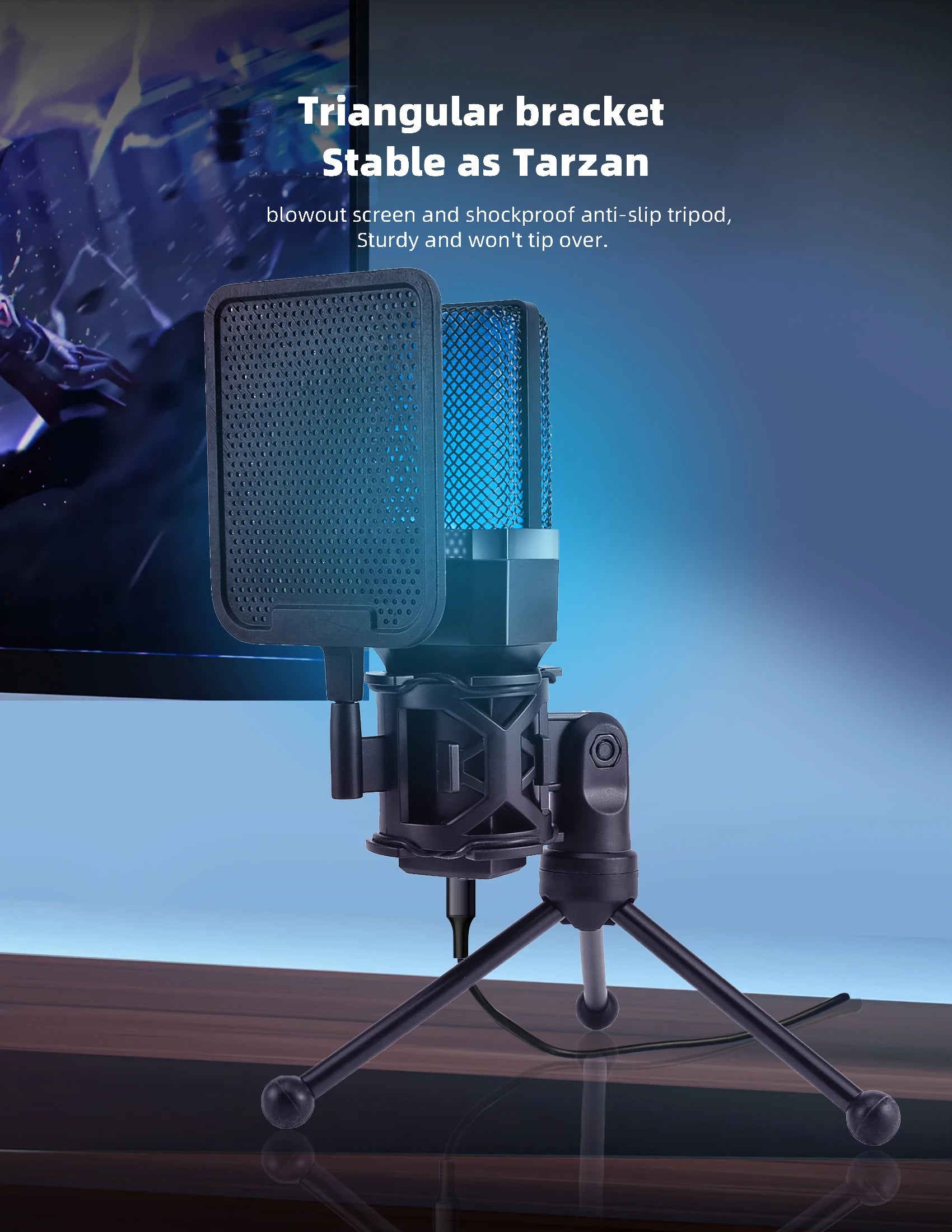 Microphone Gaming Condensateur RGB — Studio & Streaming