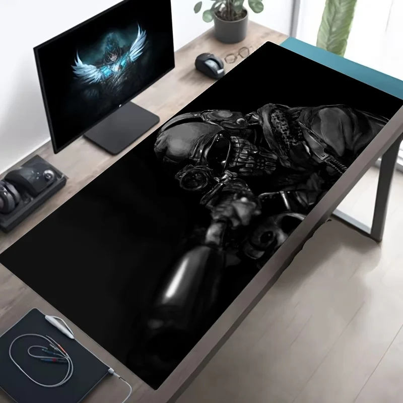 Tapis de bureau XXL gaming antidérapant avec bords cousus