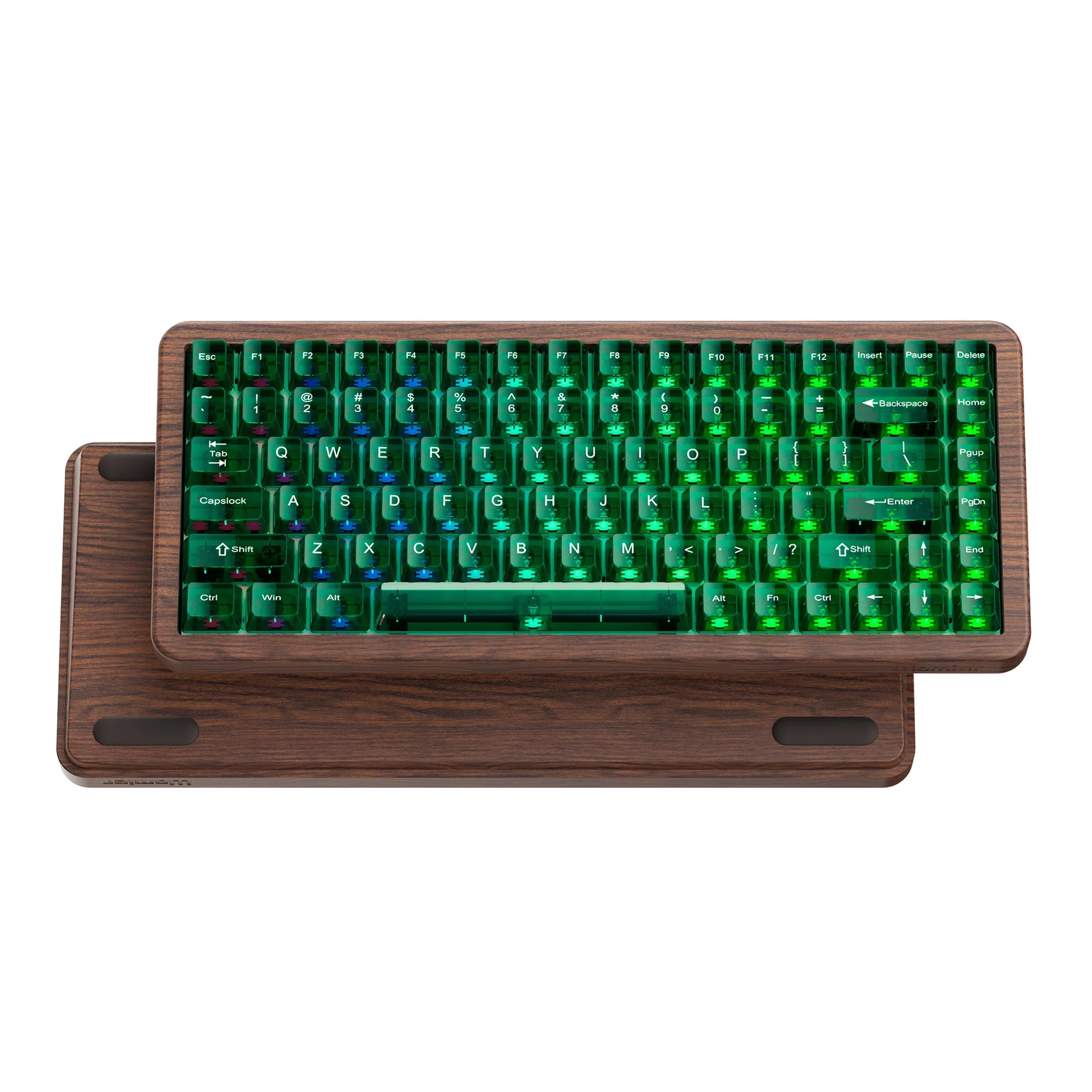 Clavier Mécanique bois minimaliste 75% Bois Noyer, Tri-Mode, VIA