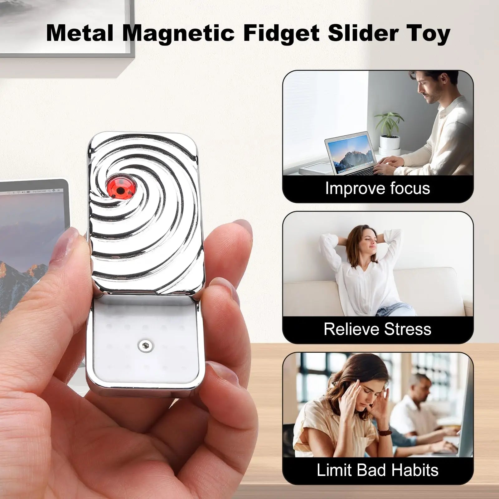 Fidget Slider EDC en Métal – Glissement Magnétique Infini