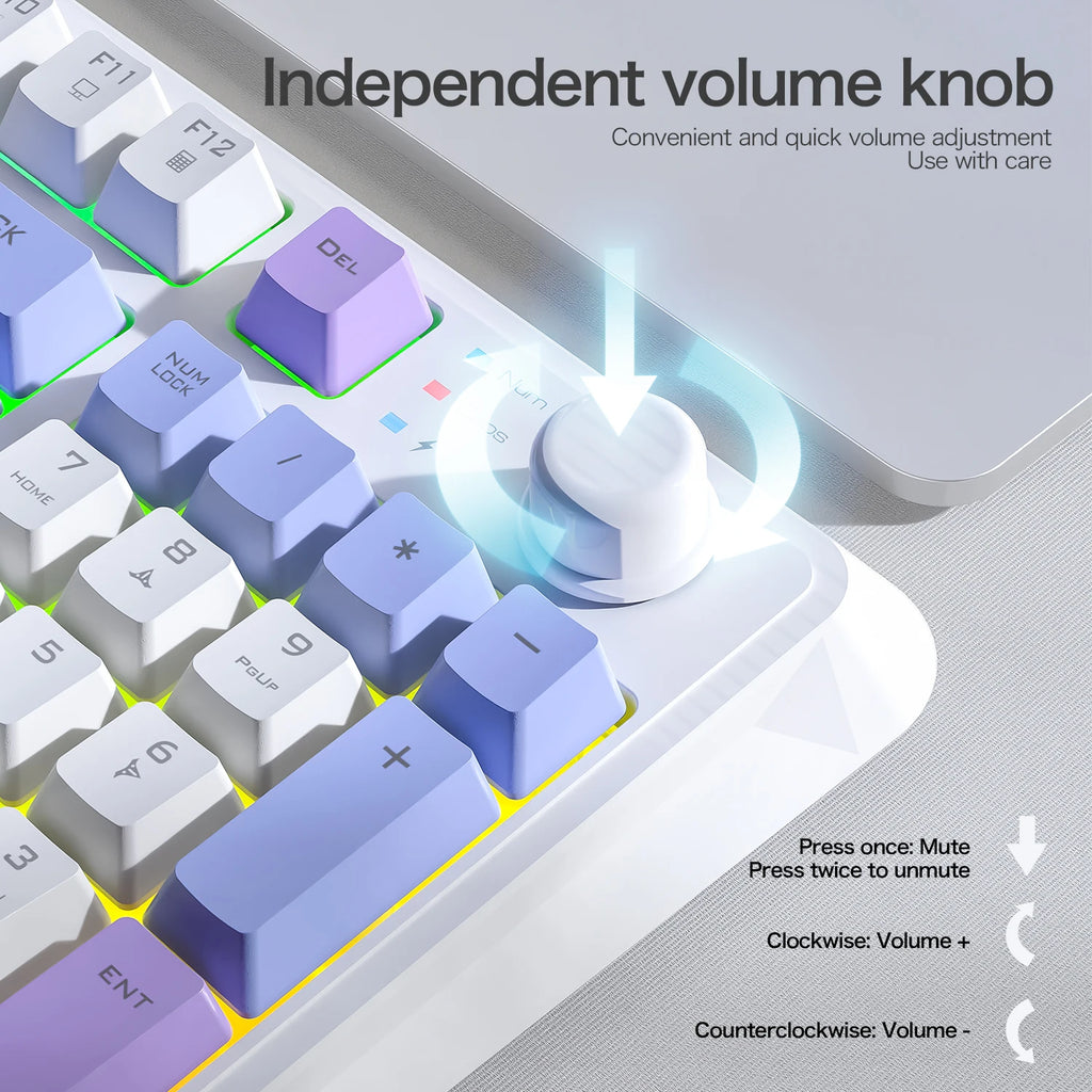 Clavier Gaming Sans Fil K94 – Double Connexion Bluetooth 5.0 & 2.4 GHz, Format Compact 95 Touches, Rétroéclairage LED Rainbow, Frappe Silencieuse & Design Épuré