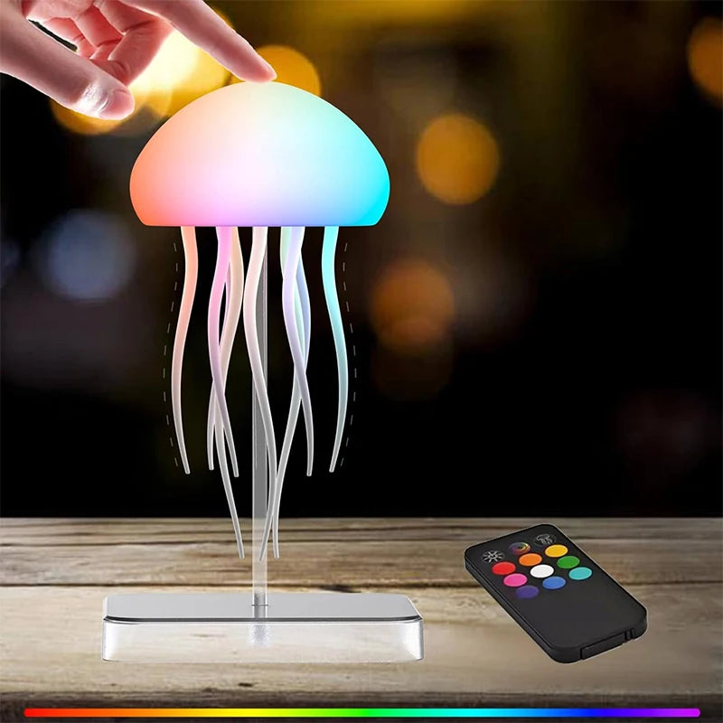 Lampe Méduse LED RGB Rechargeable – 9 Tentacules – Tactile & Télécommande