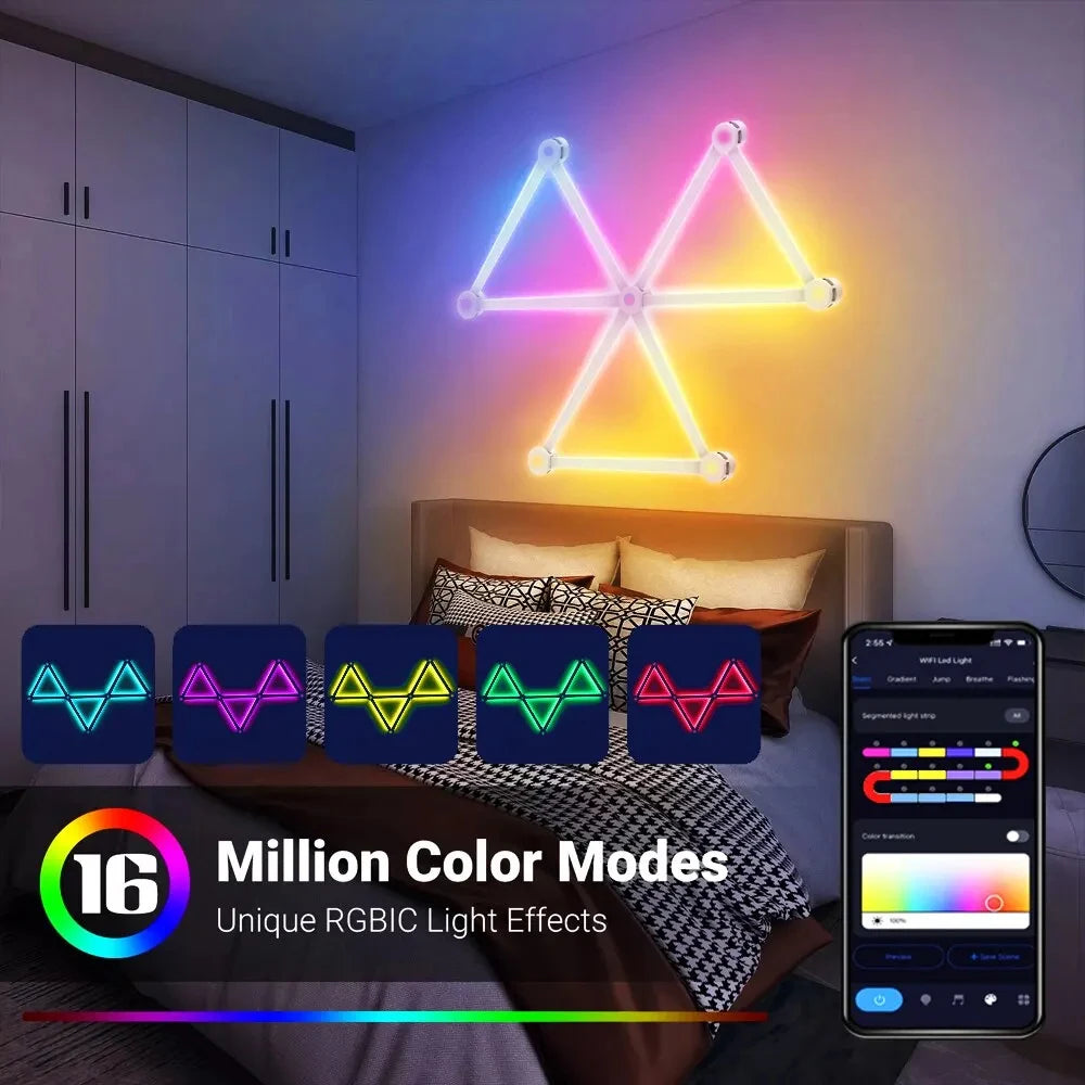Appliques Murales LED RGBIC Connectées – Kit Modulaire WiFi & Contrôle Vocal
