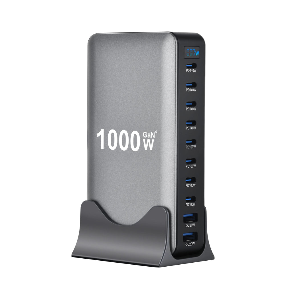 Station de Charge GaN 1000W – 10 Ports Haute Puissance