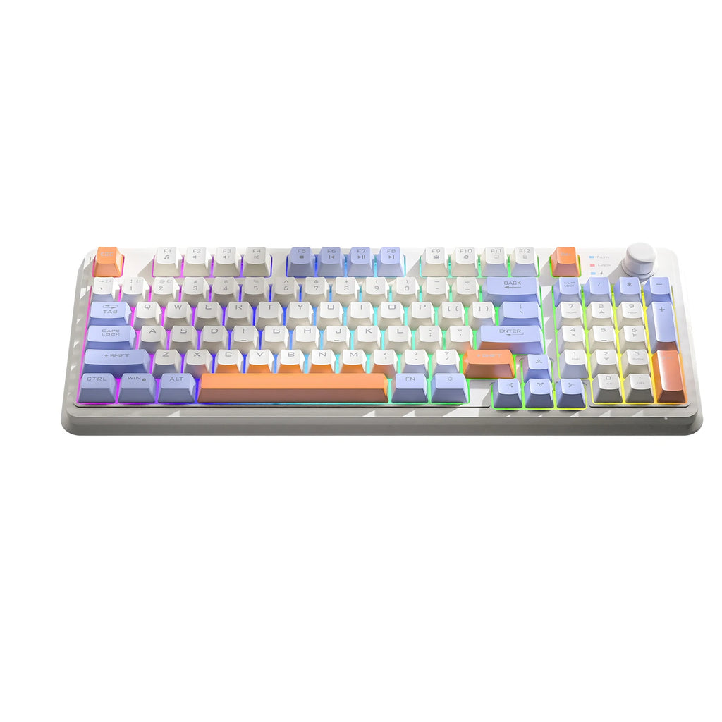 Clavier Gaming Sans Fil K94 – Double Connexion Bluetooth 5.0 & 2.4 GHz, Format Compact 95 Touches, Rétroéclairage LED Rainbow, Frappe Silencieuse & Design Épuré