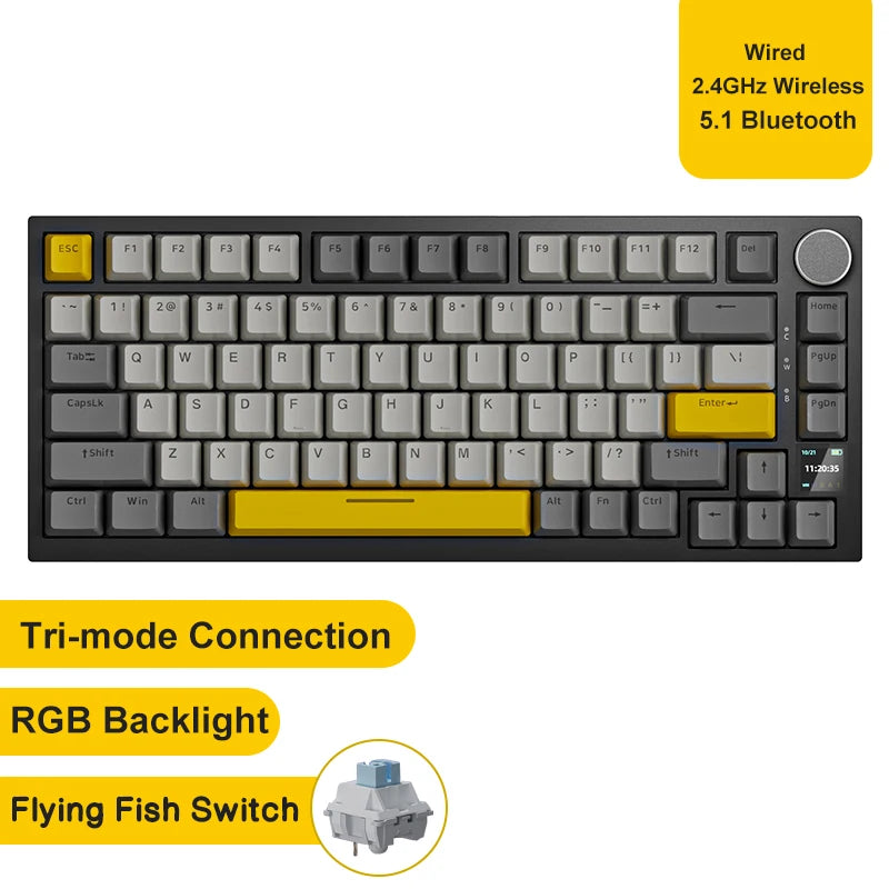 AK820 Wireless Mechanical Keyboard – Bluetooth, Hot-Swap & Control Knob