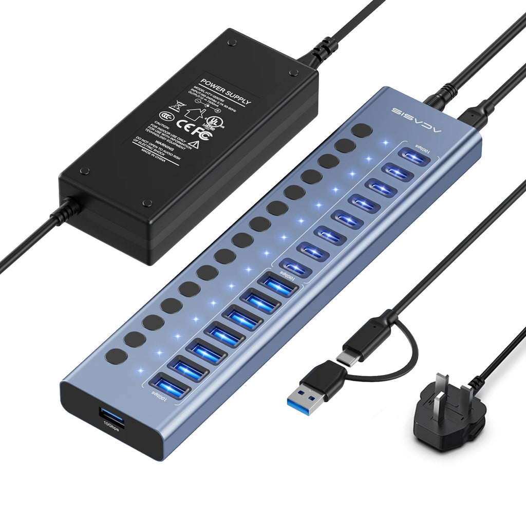 Hub USB Acasis 3.1 – 10 Gbps, Contrôle Total & Organisation Structurée (matériel PRO)