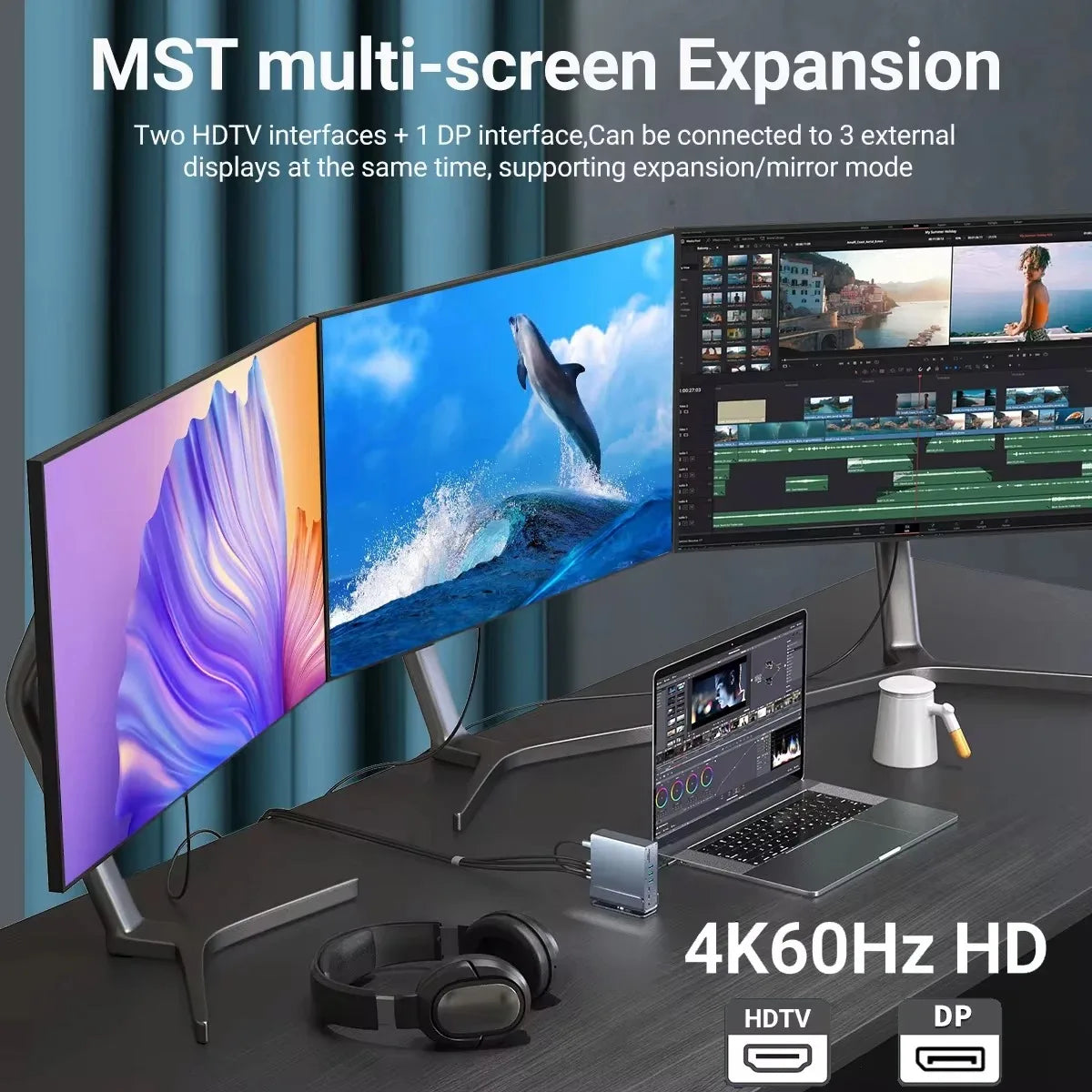 Station d’Accueil USB-C 15-en-1 – Triple Affichage 4K 60Hz, RJ45 & PD 100W