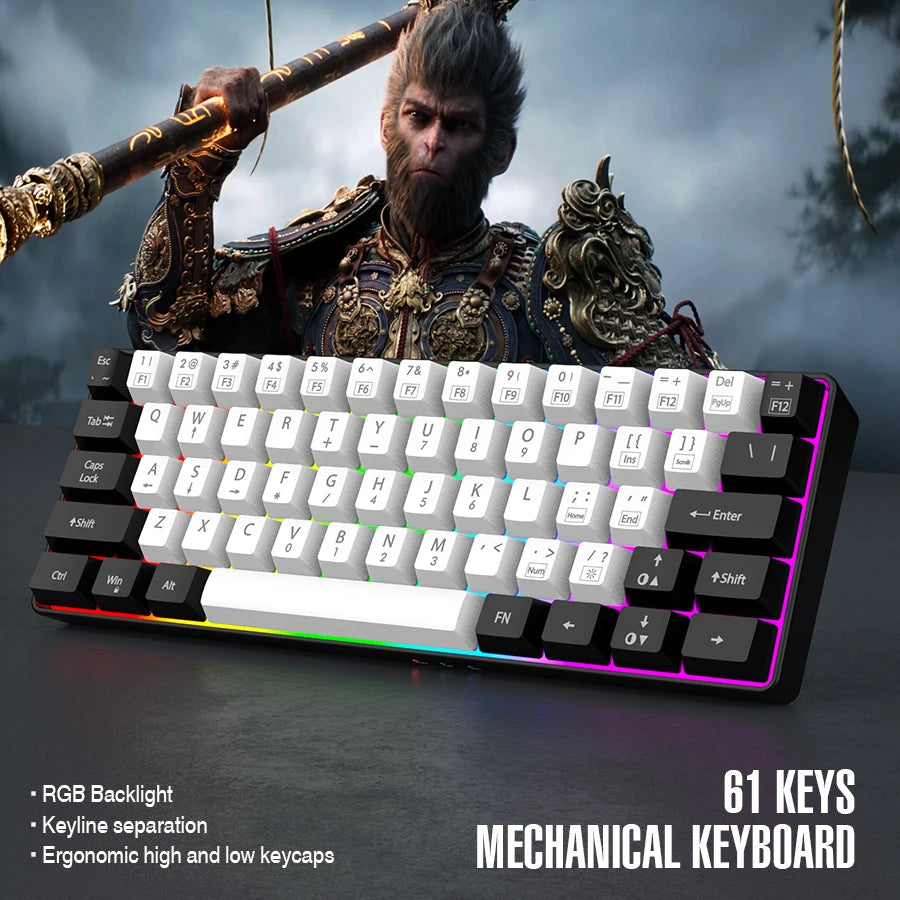 Clavier Gaming 60% Filaire – Ultra-Compact, RGB & Résistant