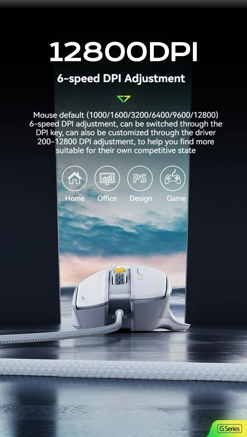 Souris Gaming Inphic PG1 – 12800 DPI, Macro & Précision Haute Fréquence