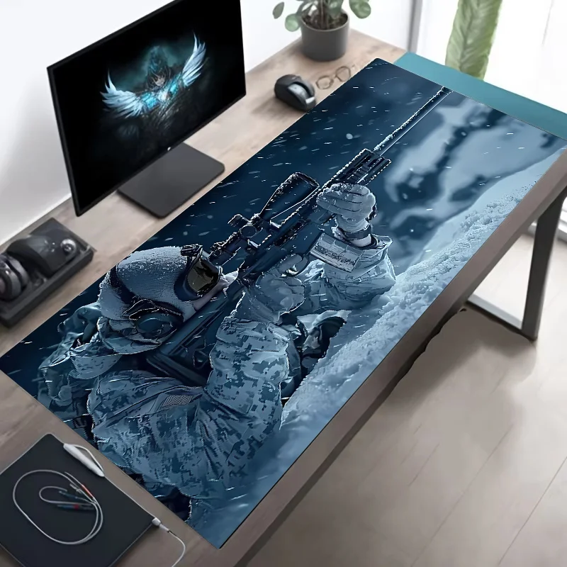 Tapis de bureau XXL gaming antidérapant avec bords cousus