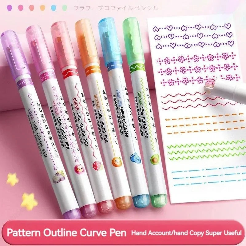 Set de 6 Surligneurs Créatifs – Tracé Courbe & Organisation Visuelle