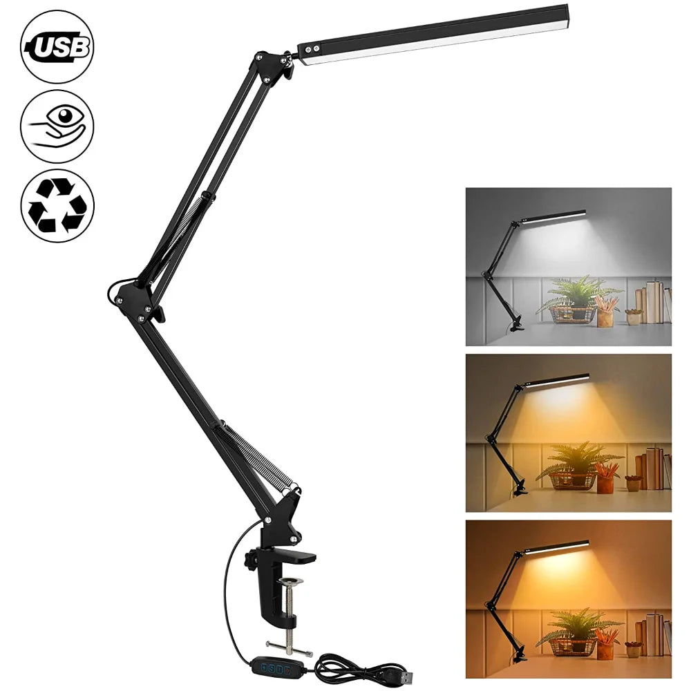 Lampe de bureau LED minimaliste – intensité réglable tactile, design en acier inoxydable