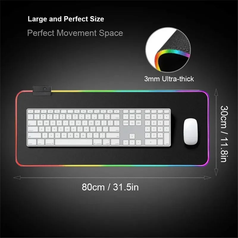 Tapis de Souris XXL RGB – Surface Étendue & Éclairage Dynamique
