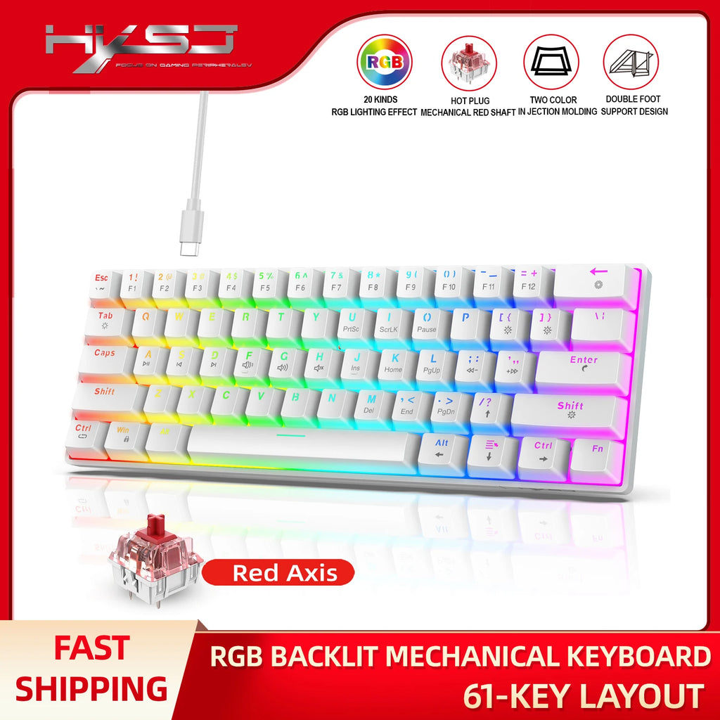 Clavier Gaming 60% Filaire – Ultra-Compact, RGB & Résistant