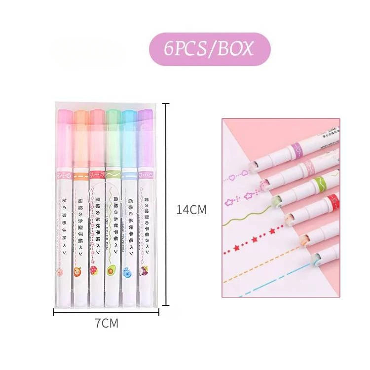 Set de 6 Surligneurs Créatifs – Tracé Courbe & Organisation Visuelle