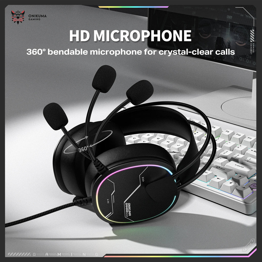 Casque Gaming ONIKUMA X91 – Son Surround Hi-Fi avec Carte Son USB, Confort Ergonomique PC & PS