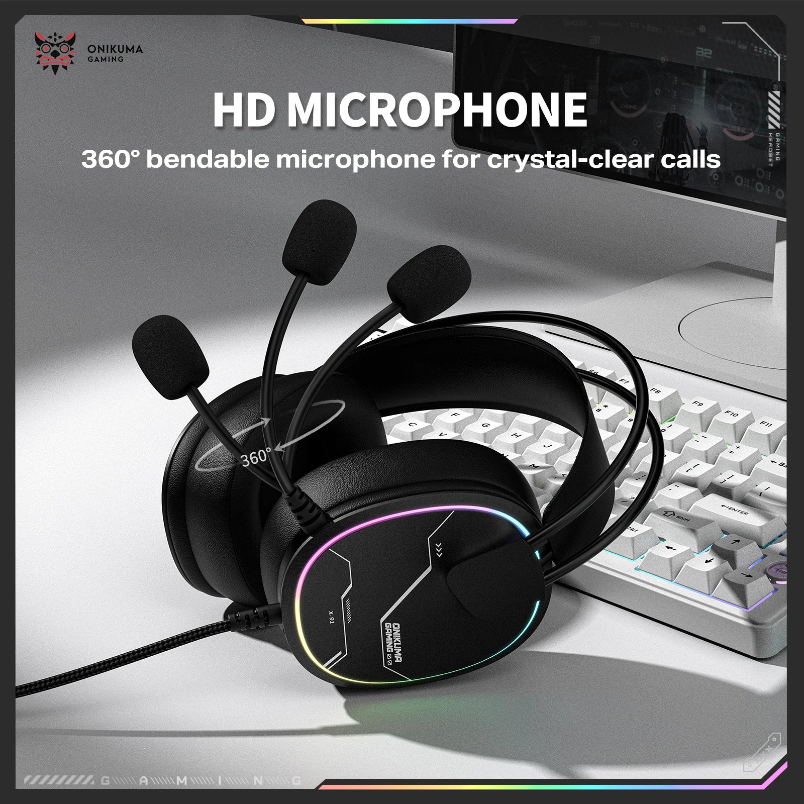 Casque Gaming ONIKUMA X91 – Son Surround Hi-Fi avec Carte Son USB, Confort Ergonomique PC & PS