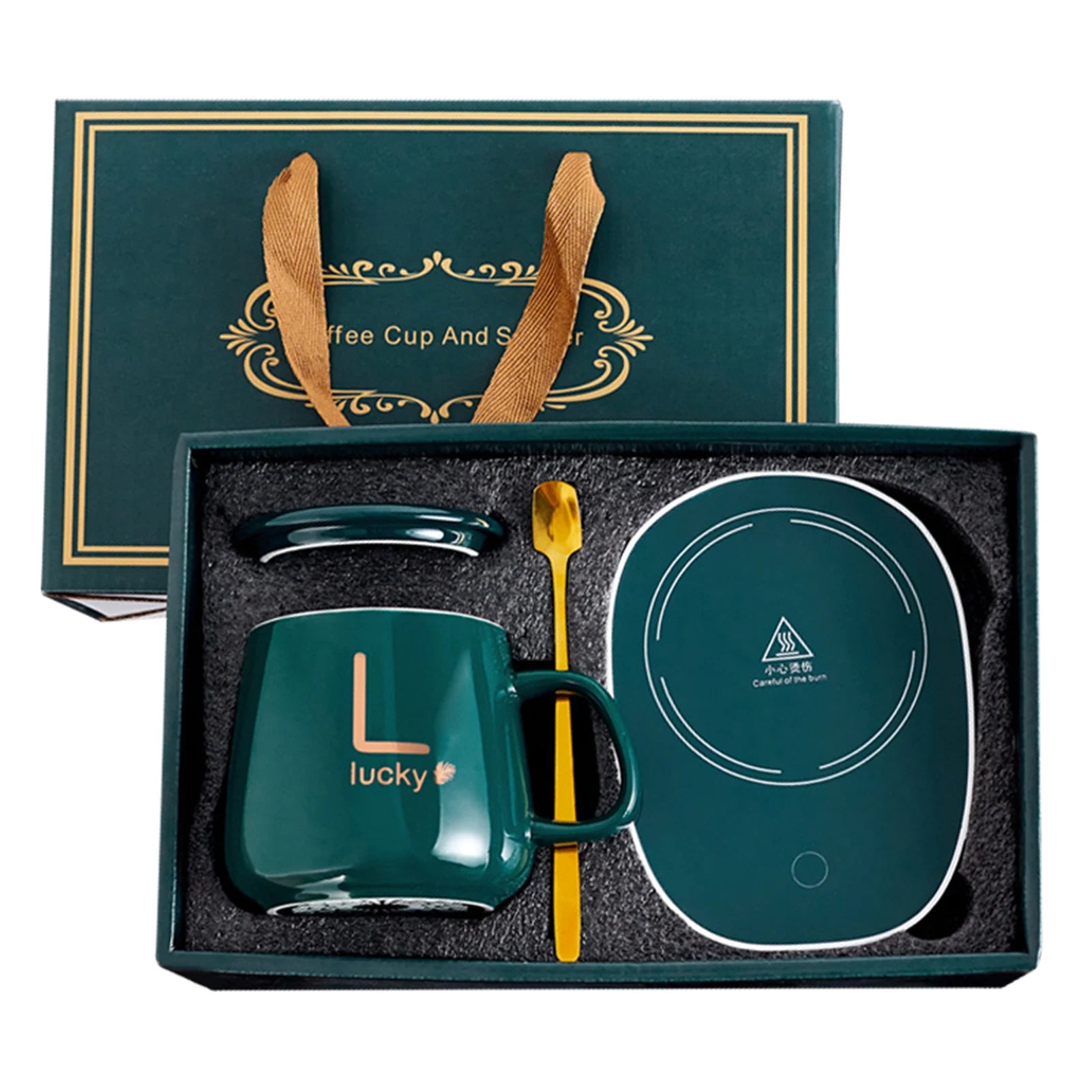 Mug en Céramique 400 ml avec Sous-Verre Chauffant – Température Constante 55 °C