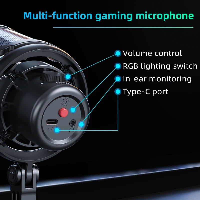 Microphone USB RGB — Streaming & Gaming