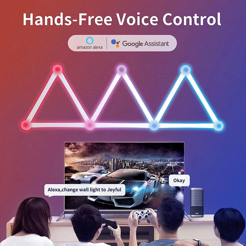 Appliques Murales LED RGBIC Connectées – Kit Modulaire WiFi & Contrôle Vocal