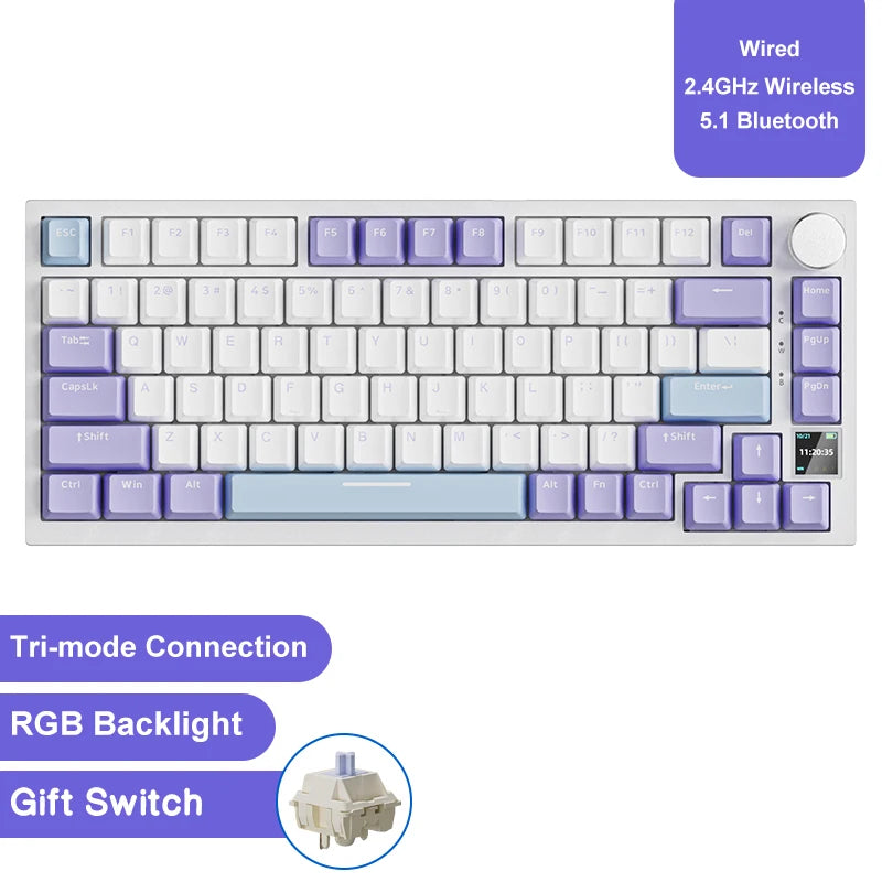 AK820 Wireless Mechanical Keyboard – Bluetooth, Hot-Swap & Control Knob