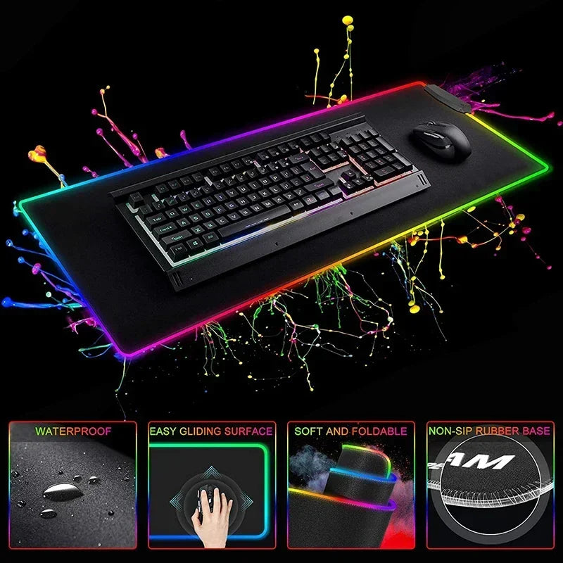 Tapis de Souris XXL RGB – Surface Étendue & Éclairage Dynamique