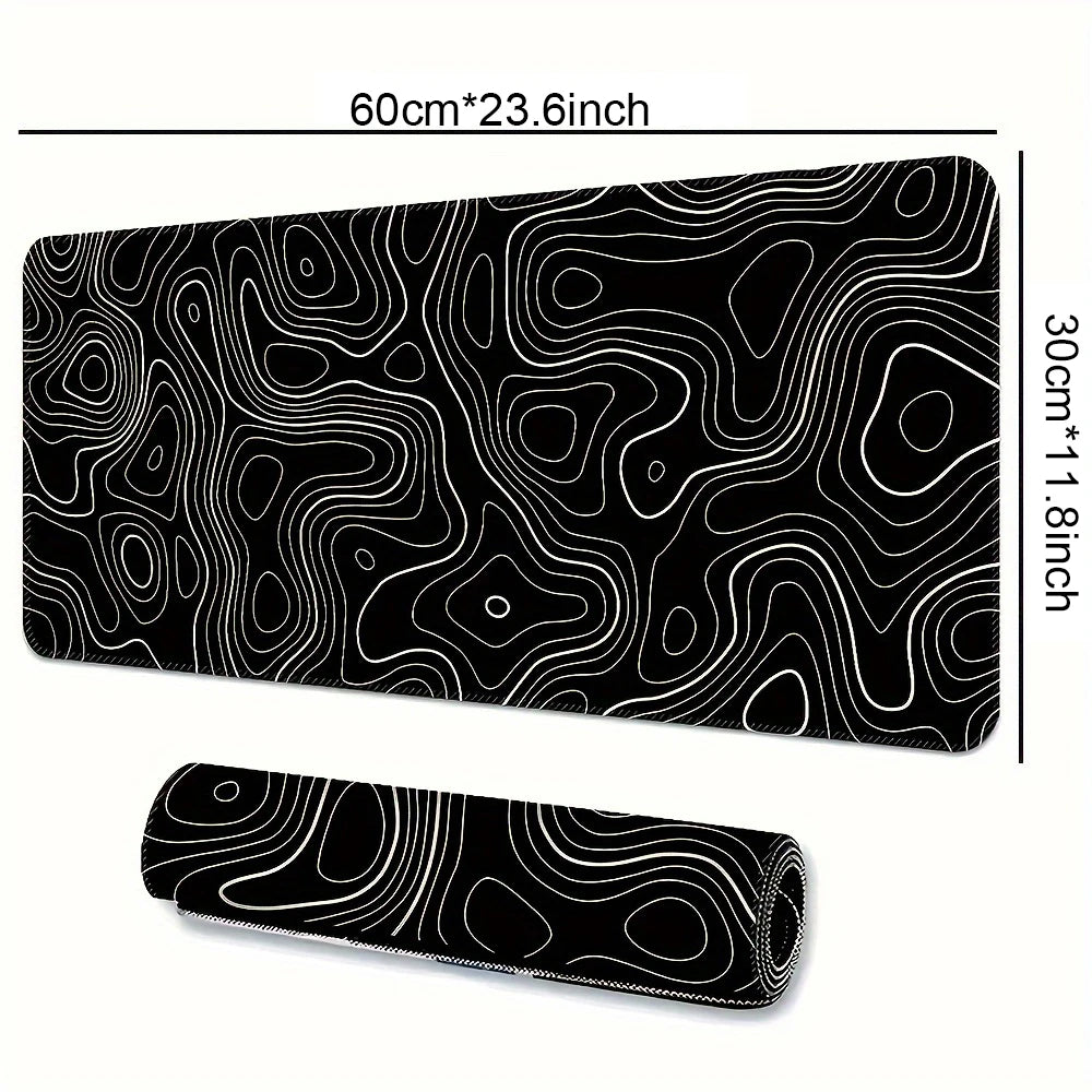 Tapis de Bureau XXL Étendu — Gaming & Setup Pro - Courbes topographiques