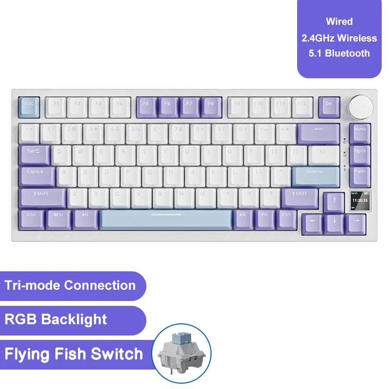 AK820 Wireless Mechanical Keyboard – Bluetooth, Hot-Swap & Control Knob