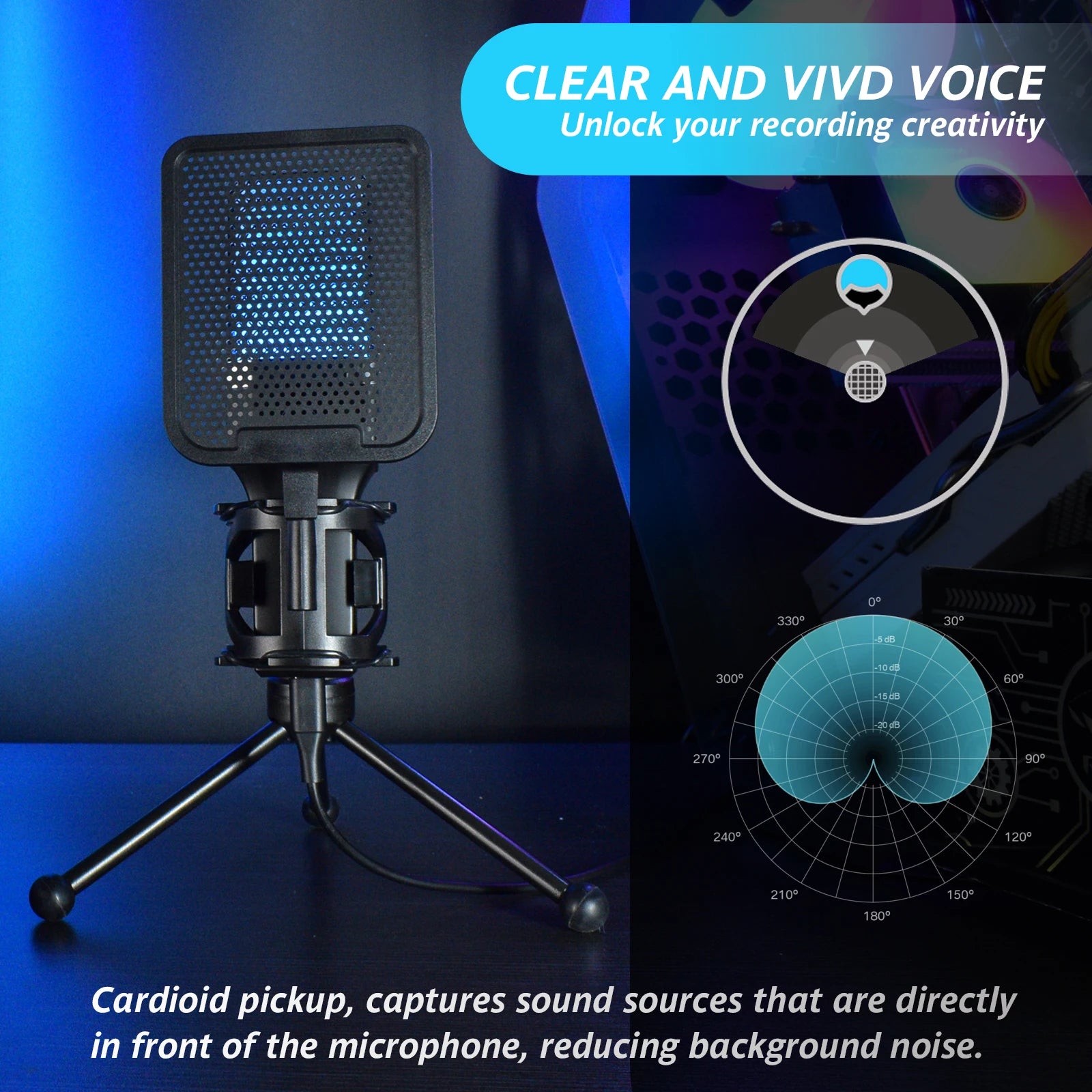 Microphone Gaming Condensateur RGB — Studio & Streaming