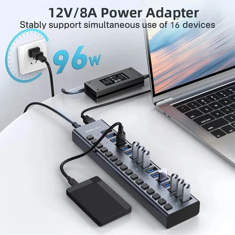 Hub USB Acasis 3.1 – 10 Gbps, Contrôle Total & Organisation Structurée (matériel PRO)