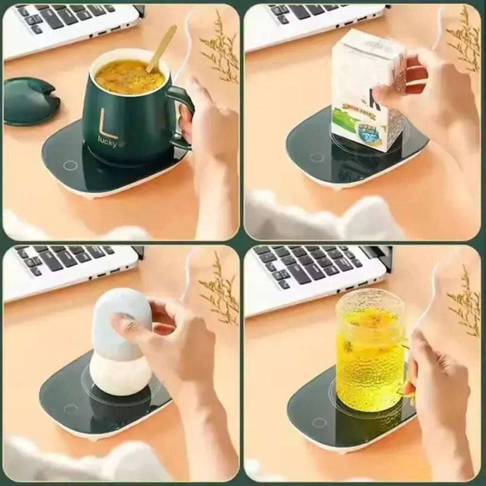 Mug en Céramique 400 ml avec Sous-Verre Chauffant – Température Constante 55 °C