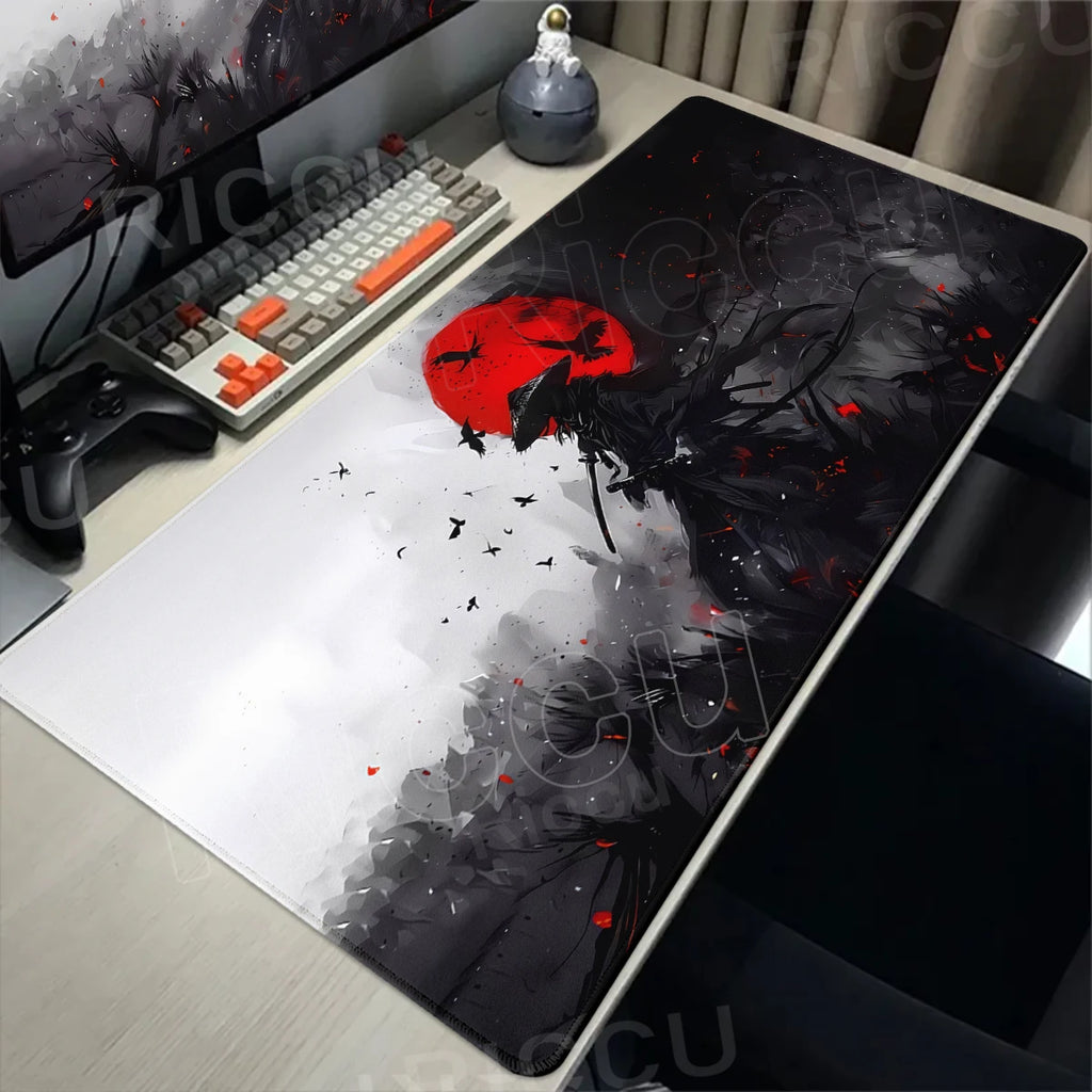 Tapis de Bureau XXL “Samouraï & Soleil Rouge” – Élégance Japonaise, confort et Précision
