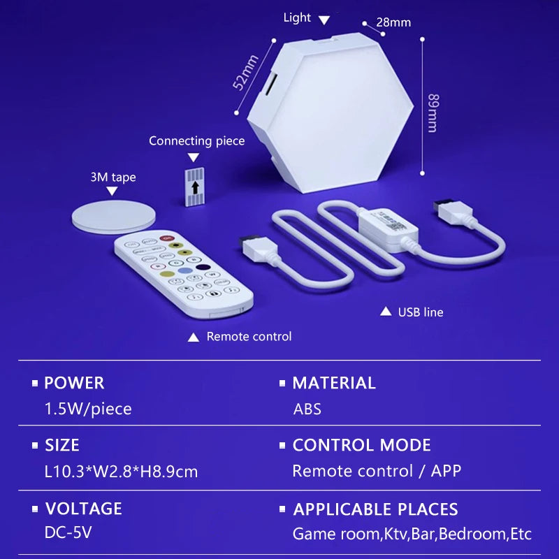 Lampe Murale LED Quantum RGB – Version Bluetooth ou WiFi