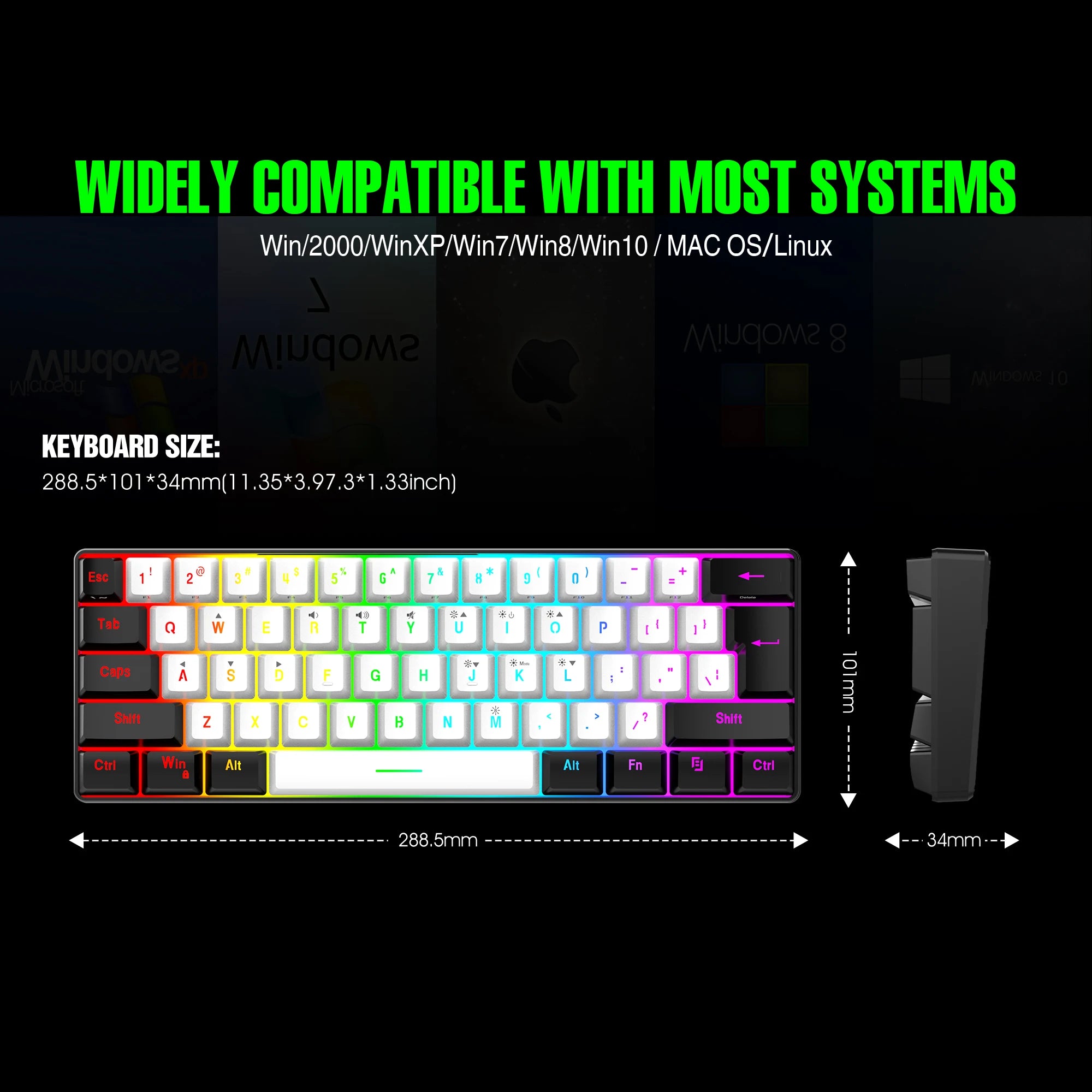 Clavier Gaming 60% Filaire – Ultra-Compact, RGB & Résistant