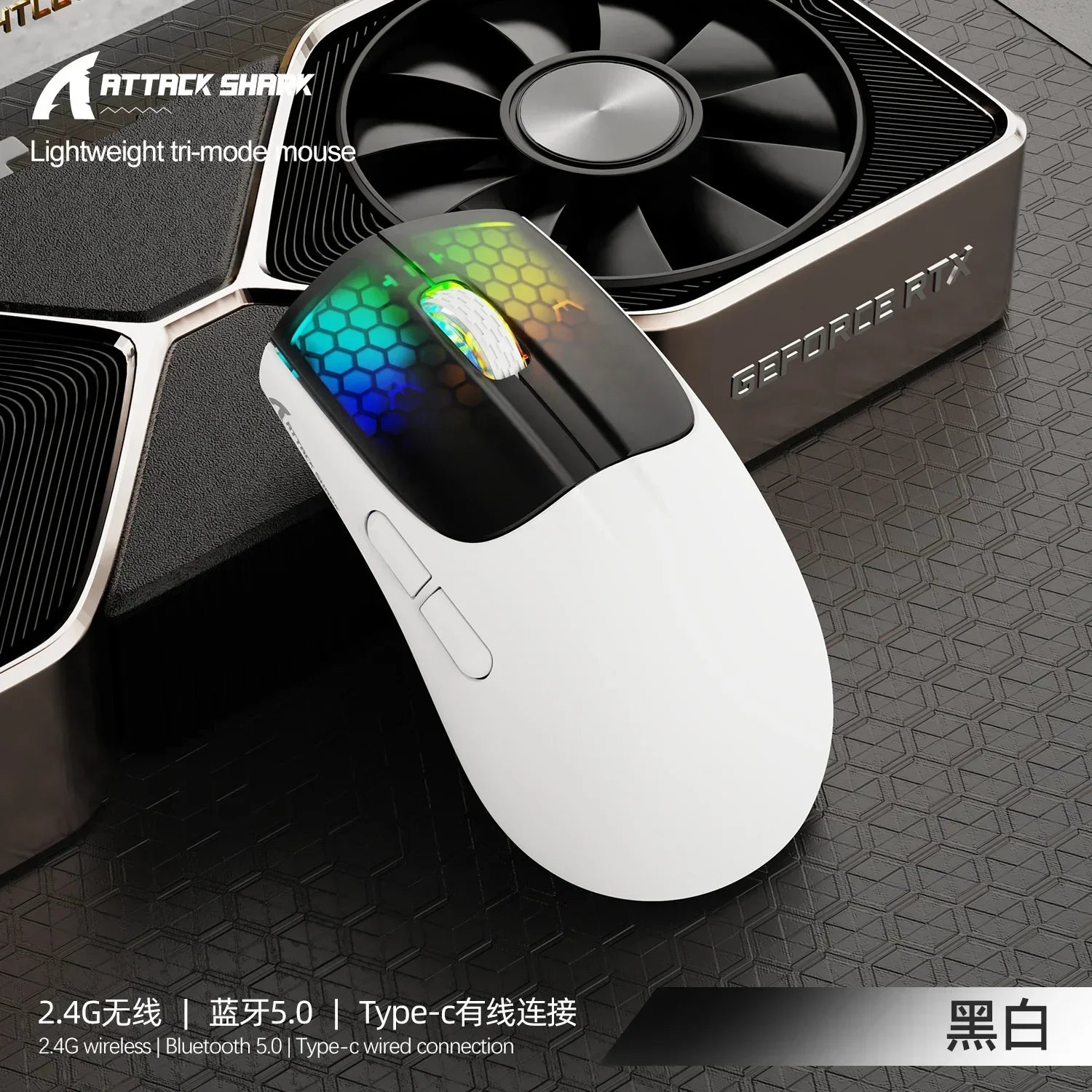 Attack Shark X5 – Souris Sans Fil Tri-Mode RGB, 4000 DPI