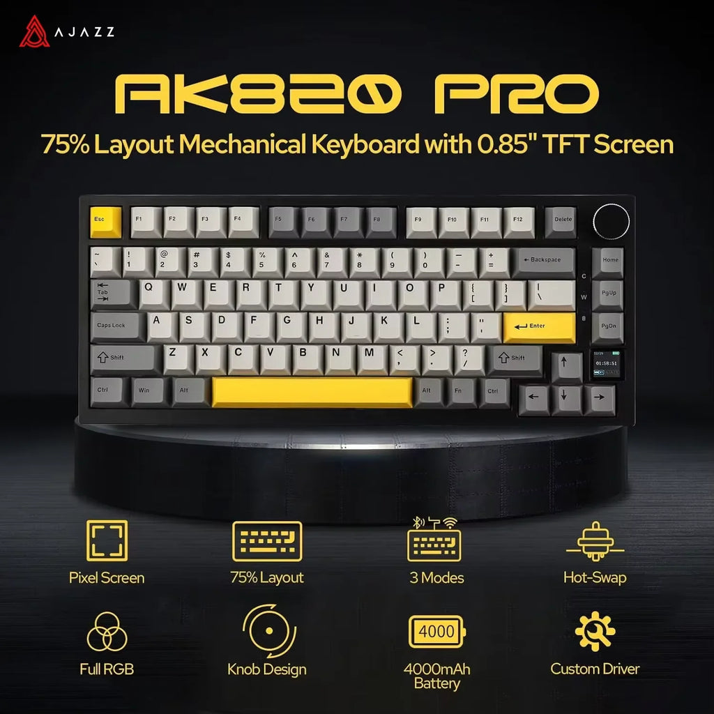 AK820 Wireless Mechanical Keyboard – Bluetooth, Hot-Swap & Control Knob