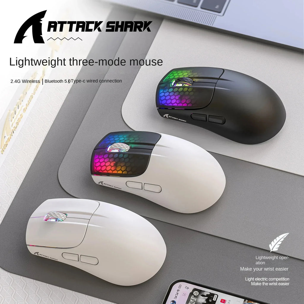 Attack Shark X5 – Souris Sans Fil Tri-Mode RGB, 4000 DPI