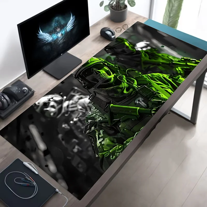 Tapis de bureau XXL gaming antidérapant avec bords cousus